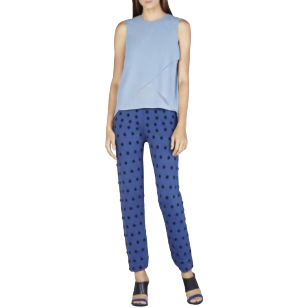BCBGMaxAzria SHADOW BLUELORIELLE ASYMMETRICAL DRAPE TOP Size S - Picture 2 of 13